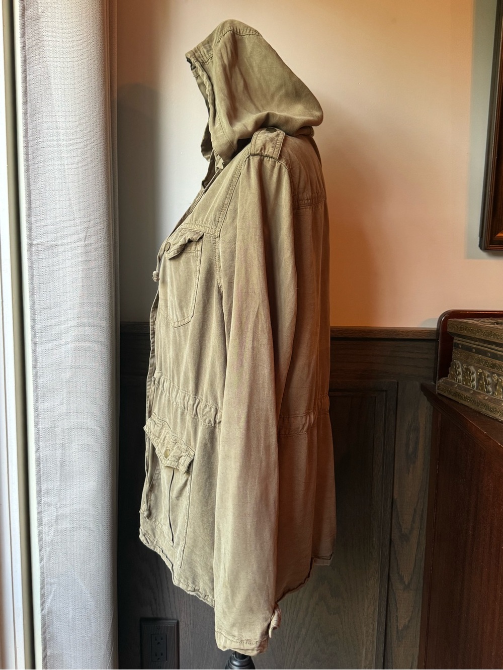 Angie Hooded Utility Jacket in Olive Medium - Picture 3 of 9